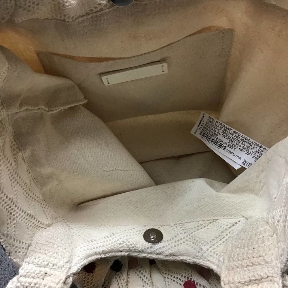 Zara Polka Dot Knit Shopper Cotton Tote - Picture 10 of 10